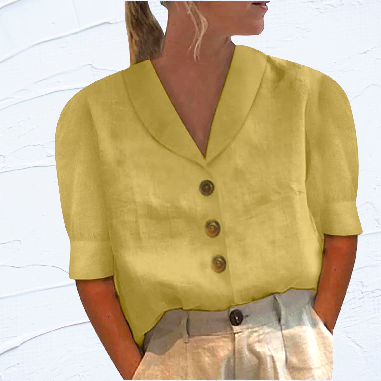 Gelsinja™ | Elegant Bluse med Krage & Knapper