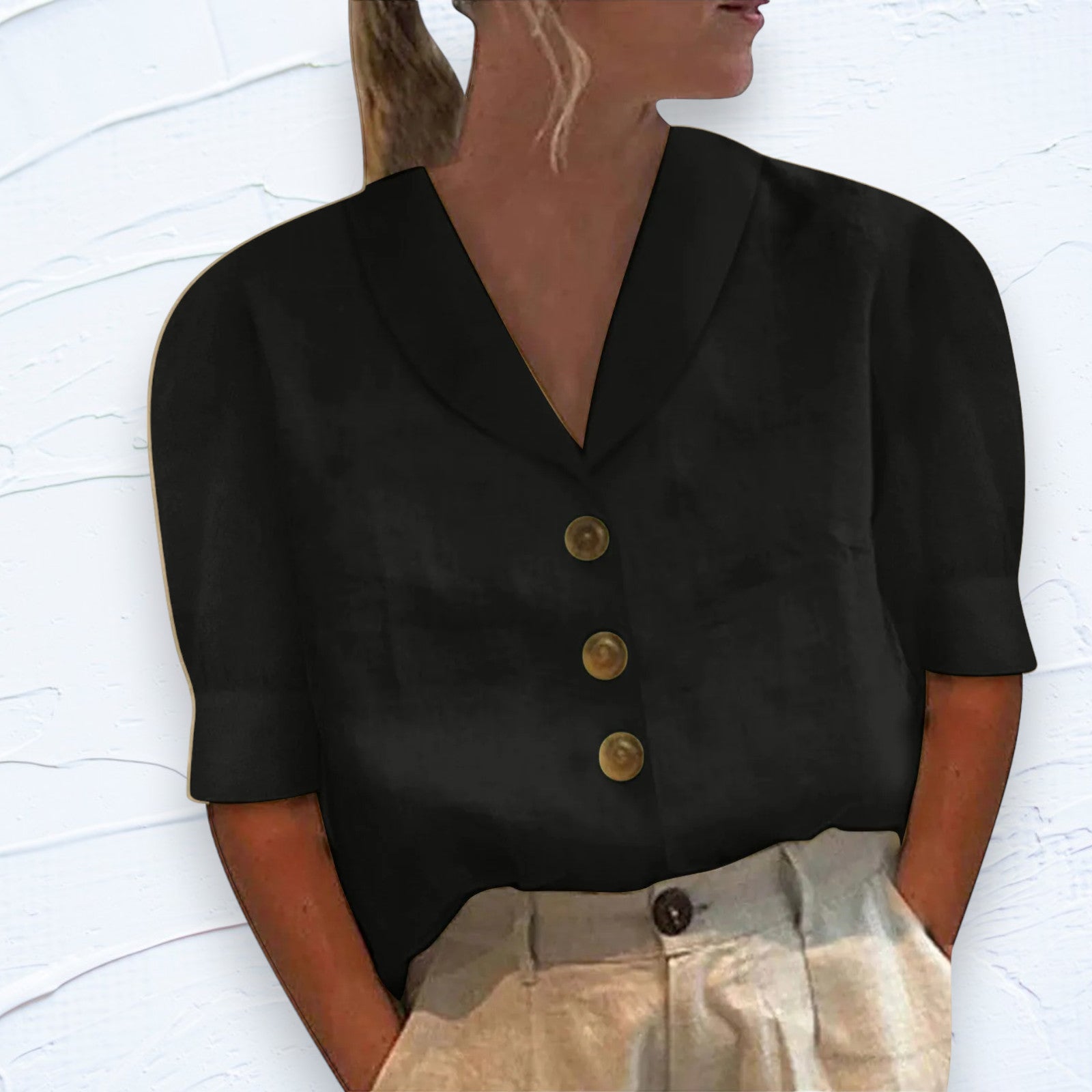 Gelsinja™ | Elegant Bluse med Krage & Knapper