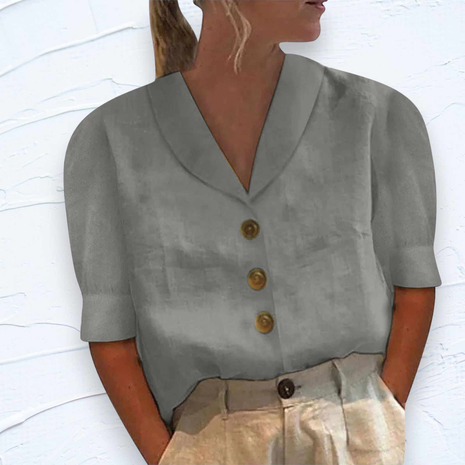 Gelsinja™ | Elegant Bluse med Krage & Knapper